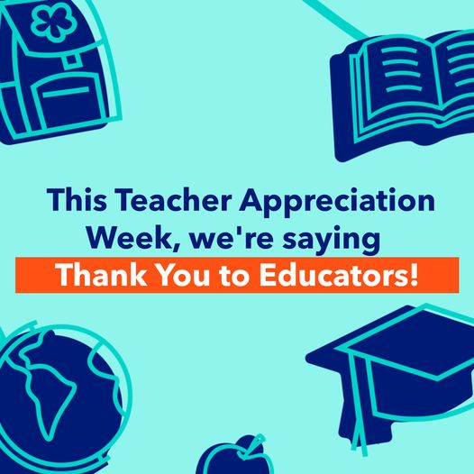 MMTLibrary's tweet photo. Teacher Appreciation Week runs today May 6 through the 10th. Let's remember to #ThankATeacher!! #TeacherAppreciationWeek #TeachersRock https://t.co/PNIWwhDQZ7
