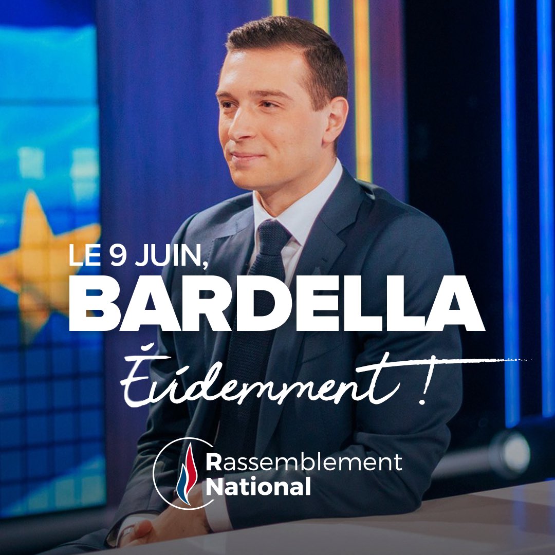 Le 9 juin, ni abstention, ni dispersion. Un seul tour, un seul vote : @J_Bardella évidemment ! 🇫🇷 #VivementLe9Juin