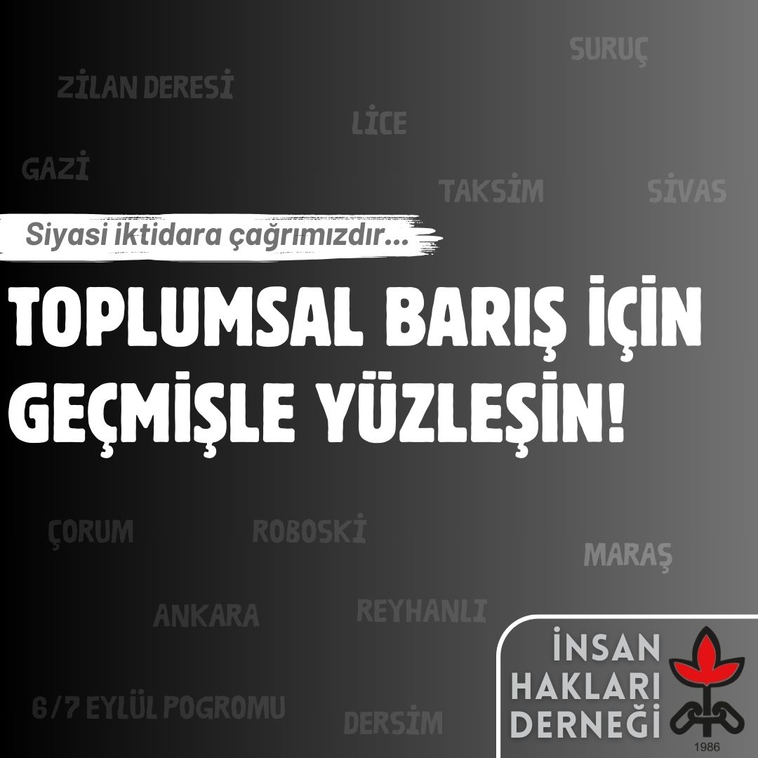 Toplumsal Barış İçin Geçmişle Yüzleşin ! Şubelerimiz tarafından her ay düzenlenen Barış Nöbeti eylemlerinde, Türkiye’de devam eden çatışmalı süreç dolayısıyla yaşanan yaşam hakkı ihlalleri, hapishanelerde yaşanan ağır ihlaller, kadınlara yönelik gerçekleşen hak ihlali eylemleri,…