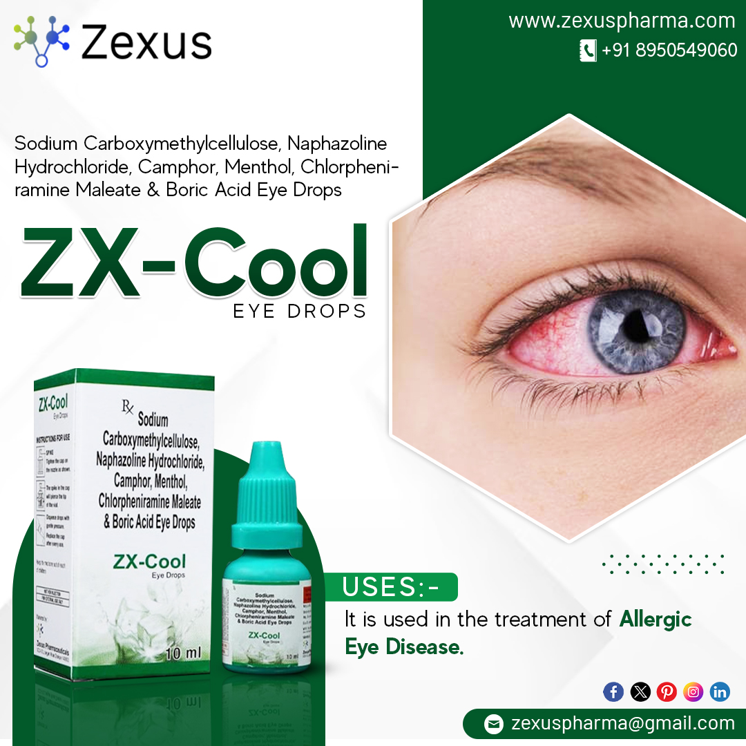 Presenting ZX-Cool Eye Drops
It is used in the treatment of Allergic Eye Disease
#EyeDrops #EyeDropFranchise #FranchiseBusiness #FranchiseBusinessOpportunity #ophthalmic #ophthalmicdrugs #ophthalmology #ophthalmologist #EyeAllergies #pcdfranchise #PCDPharma #PCDPharmacompany