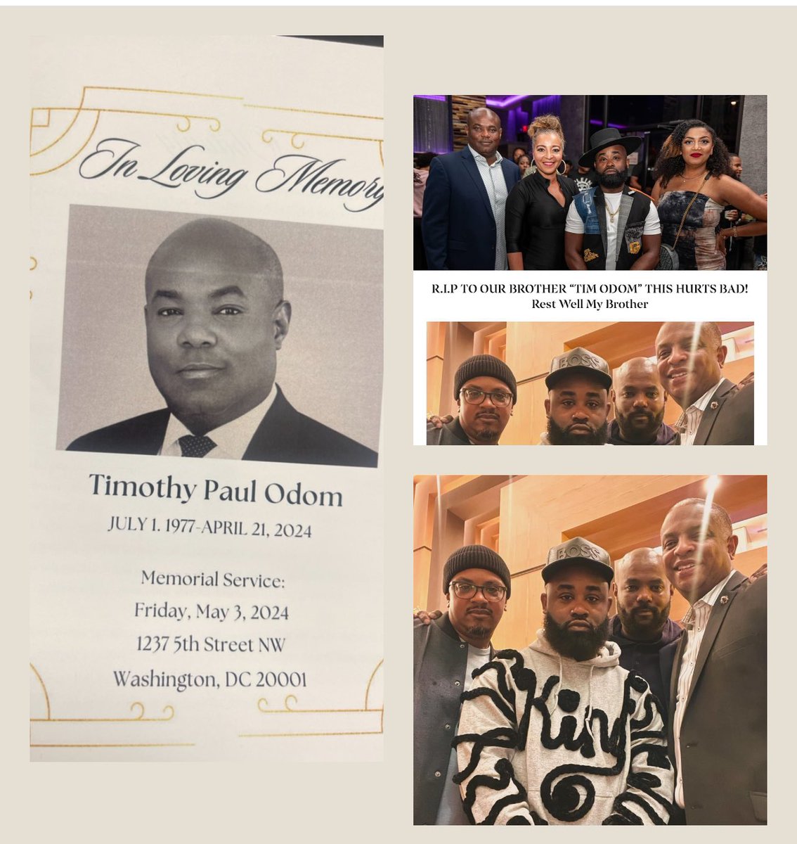 Dear Tim Odom- today started off rough for Me, Uncle Mark & Uncle Jimmy & our whole entire crew, family members loved ones because you impacted our lives so much! After listening to the brother speak about you & seeing how much everyone loved you I realized how much of a LEGEND…