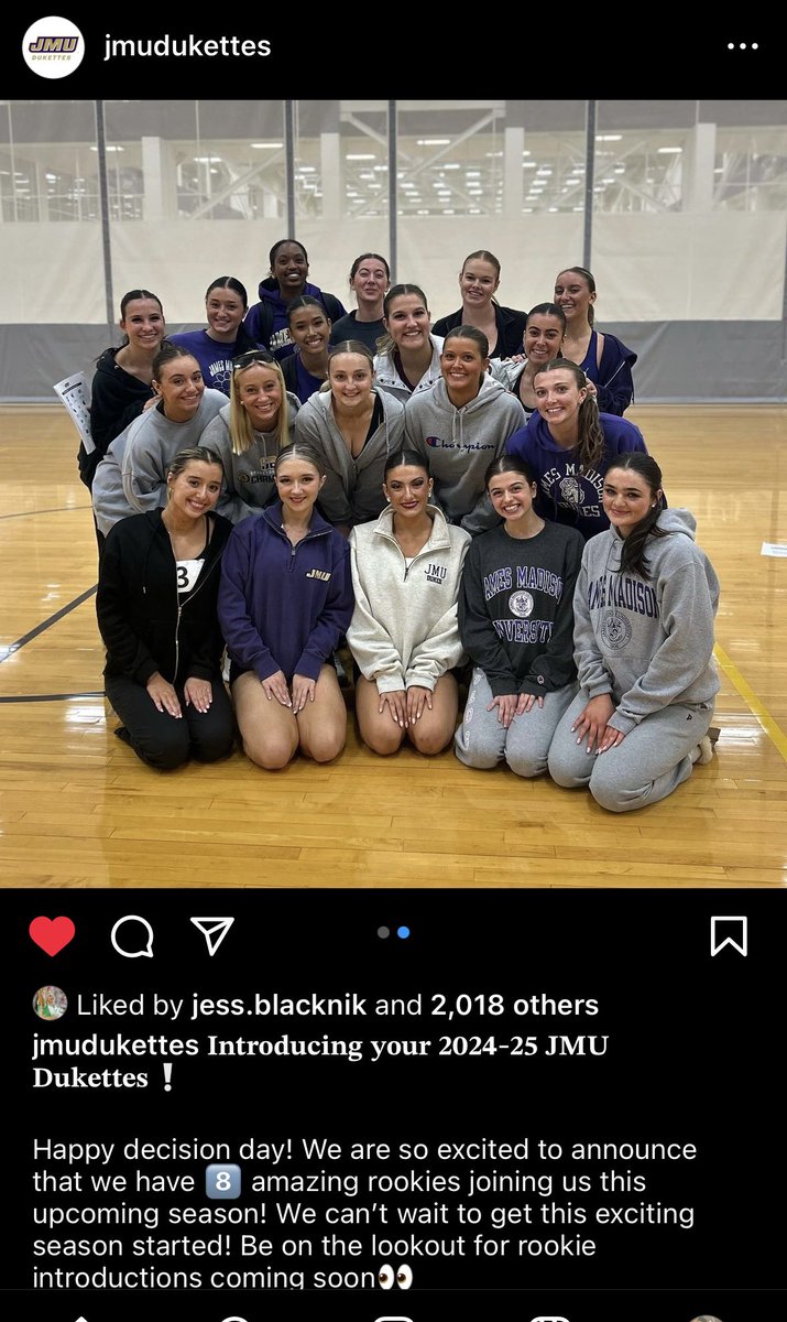 Congrats to Rocket Dancer, Marina Gogan! JMU is soooo lucky to have you!