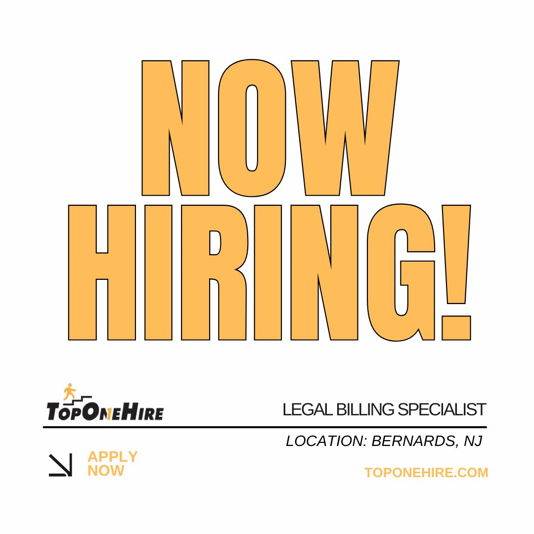 HIRING: 𝐋𝐞𝐠𝐚𝐥 𝐁𝐢𝐥𝐥𝐢𝐧𝐠 𝐒𝐩𝐞𝐜𝐢𝐚𝐥𝐢𝐬𝐭

Full job description: toponehire.com/job/2543973/le…

#LegalBillingSpecialist #NewJersey #AccountingCareers #TopOneHire