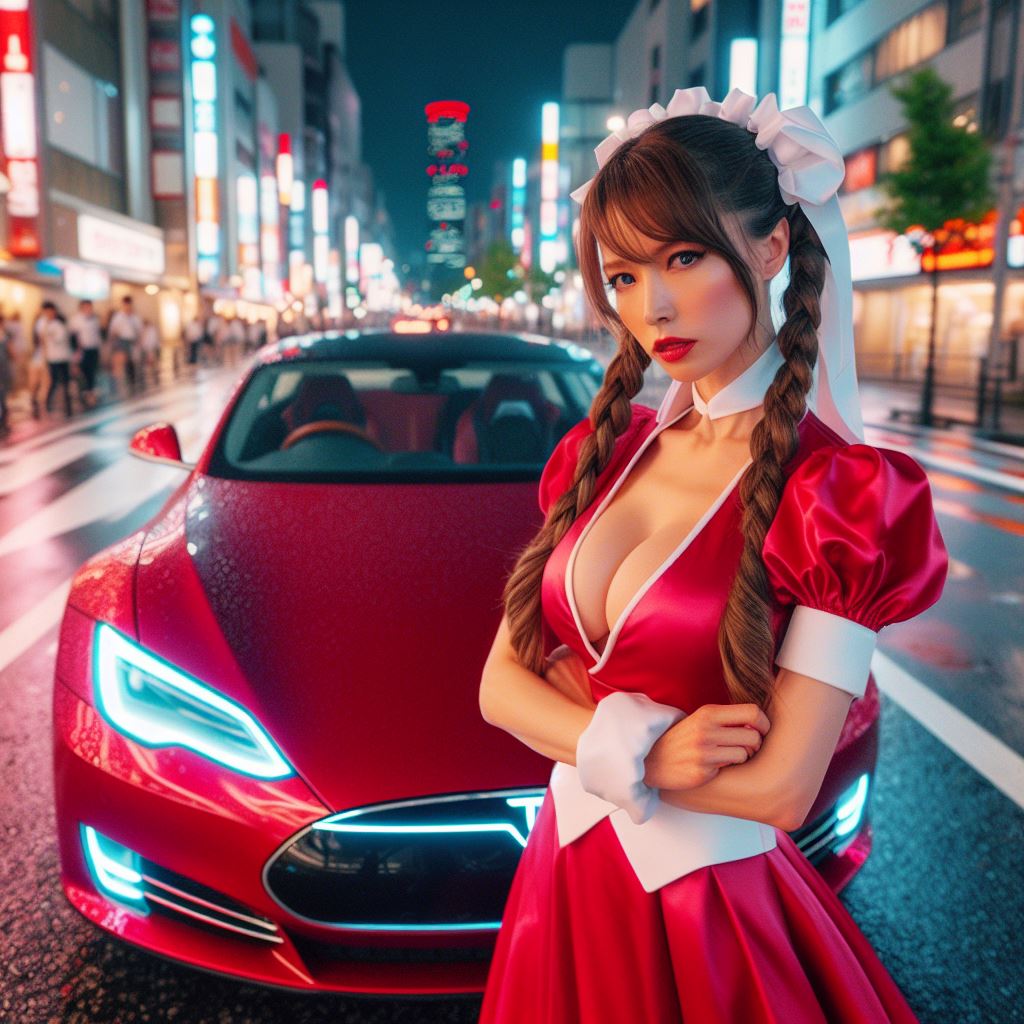 #AIart #MaiShiranui #KOF Red #Tesla in #Tokyo 👄