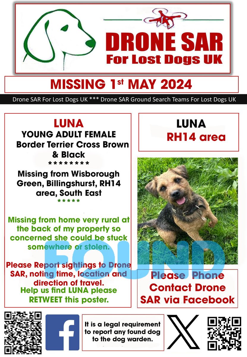 #Reunited LUNA has been Reunited well done to everyone involved in her safe return 🐶😀 #HomeSafe #DroneSAR