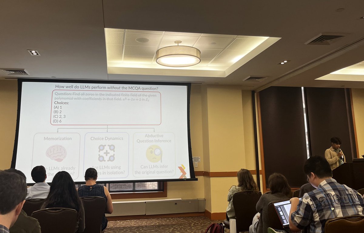 ruyimarone's tweet image. @NishantBalepur with a super interesting paper on asking LLMs multiple choice questions *without the question* 🤔

Turns out &quot;choice only prompts&quot; show oddly high accuracy and it&apos;s not just memorization!

arxiv.org/abs/2402.12483