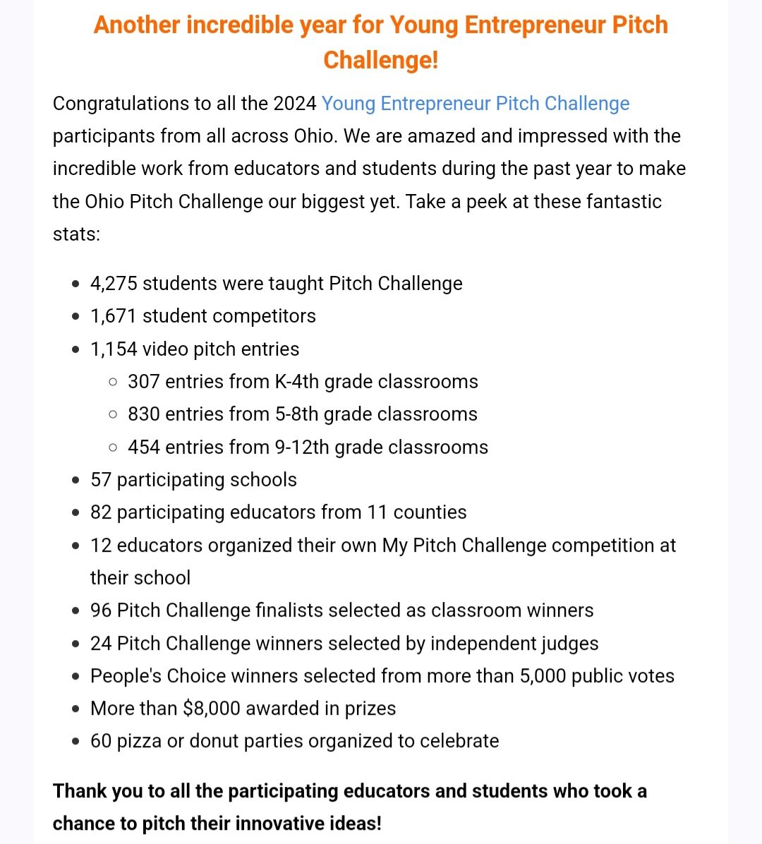 Congratulations to Marissa G.(finalist) and Rylee M. (STEM category winner) For being chosen this year for the YEI Pitch Challenge! There were 830 entries in the 5 - 8th grade age bracket. #ourbmsa #oaiss