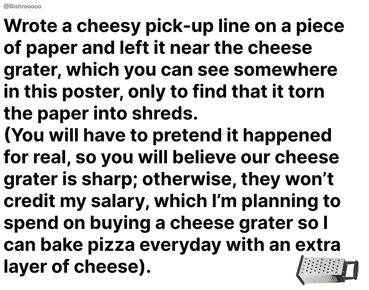 @OneMinuteBriefs
#CheeseGraters