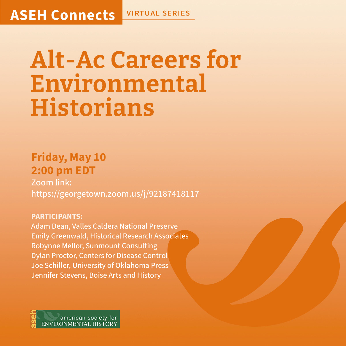 Join us for an upcoming ASEH Connects event! Next Friday, 5/10 at 2pm eastern - details below