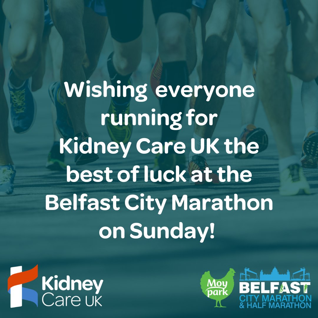 👏🏃‍♀️ Please join us in supporting all the amazing runners taking part in the Belfast City Marathon this Sunday. For those who are fundraising for Kidney Care UK, we are so proud & grateful for your hard work! 💛 Together, we will ensure that no one faces kidney disease alone.
