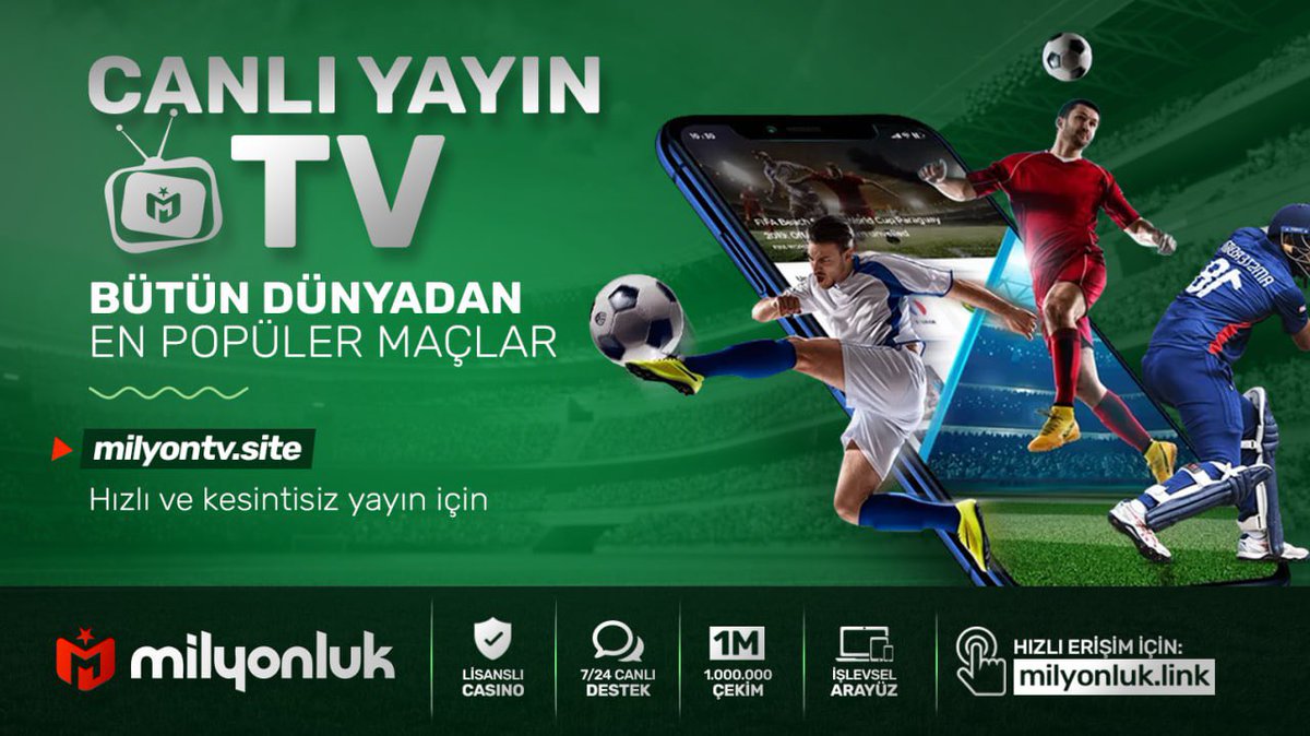 Canlı TV ile hiç bir yayını kaçırma! Şimdi Milyonluk takipçileri ve oyuncuları tüm maçları anlık olarak kesintisiz şekilde izliyor! Sen de en sevdiğin takımların tüm karşılaşmaları için hemen aramıza katıl, bu ayrıcalıklardan yararlan! milyontv.site