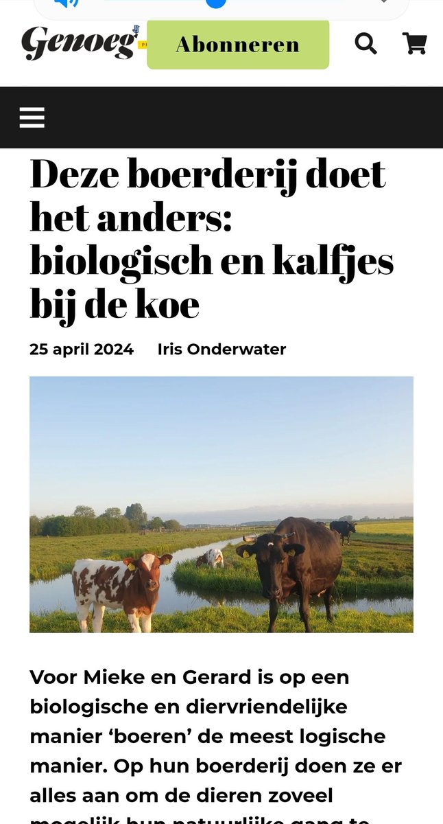 Mieke heeft een mooi interview gegeven over onze zoektocht naar een zo natuurlijk mogelijk melkveebedrijf.

Trots op deze vrouw 💪
genoeg.nl/reportages/bio…