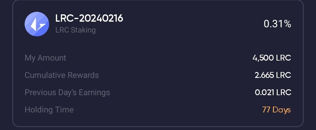 @BullRunnner77 @archaag1 Once again, it's not locked. If lrc will skyrocket all of a sudden and I decide to sell, I will lose a whooping 2.6 lrc on this one, but won't miss the bullrun :)