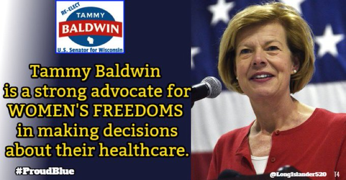 Tammy Baldwin is a gun owner supporting common sense firearms legislation. She has workers' backs and supports unions. She fights for women's rights and healthcare. Her opponent is a carpetbagger Trump-backed multi-millionaire.
#Allied4Dems Vote @TammyBaldwin #ProudBlue