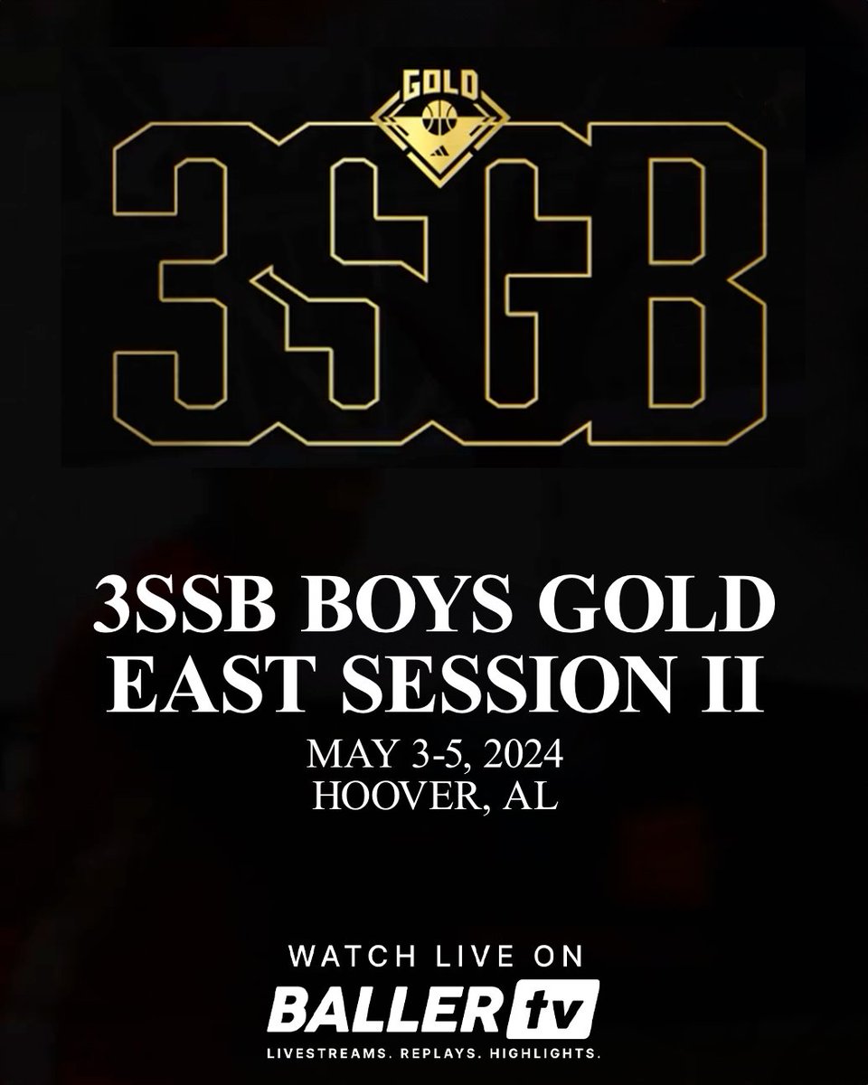 Don't miss any of the action from the @3StripesGOLD 3SGB East Session ll 🍿 📅 Fri, May 03 - Sun, May 05, 2024 📍 Hoover, AL 📺 Watch live and on replay: bit.ly/3WwjjoJ