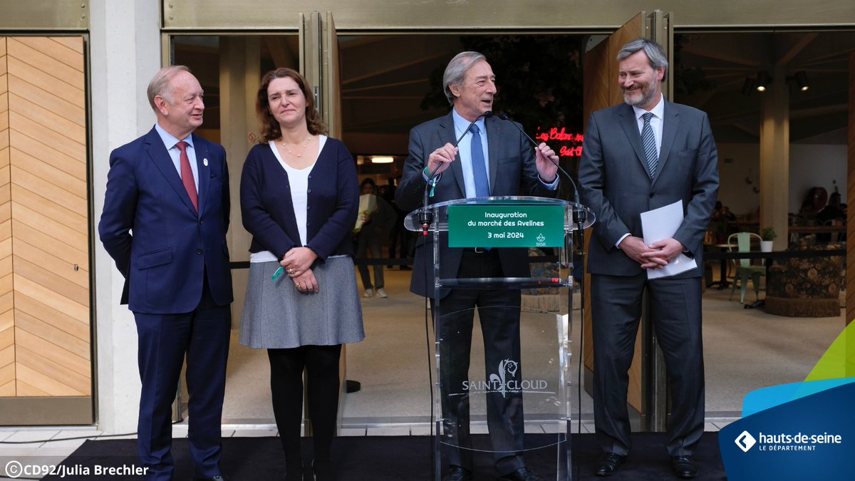 Georges Siffredi, Président du Département, a inauguré le marché des Avelines avec @ericberdoati, Maire de Saint-Cloud, @Sego2Larminat et @ericcesari. La halle a notamment été financée par le Département des #hautsdeseine à hauteur de 4,2 millions d’euros. #DépartementAttractif