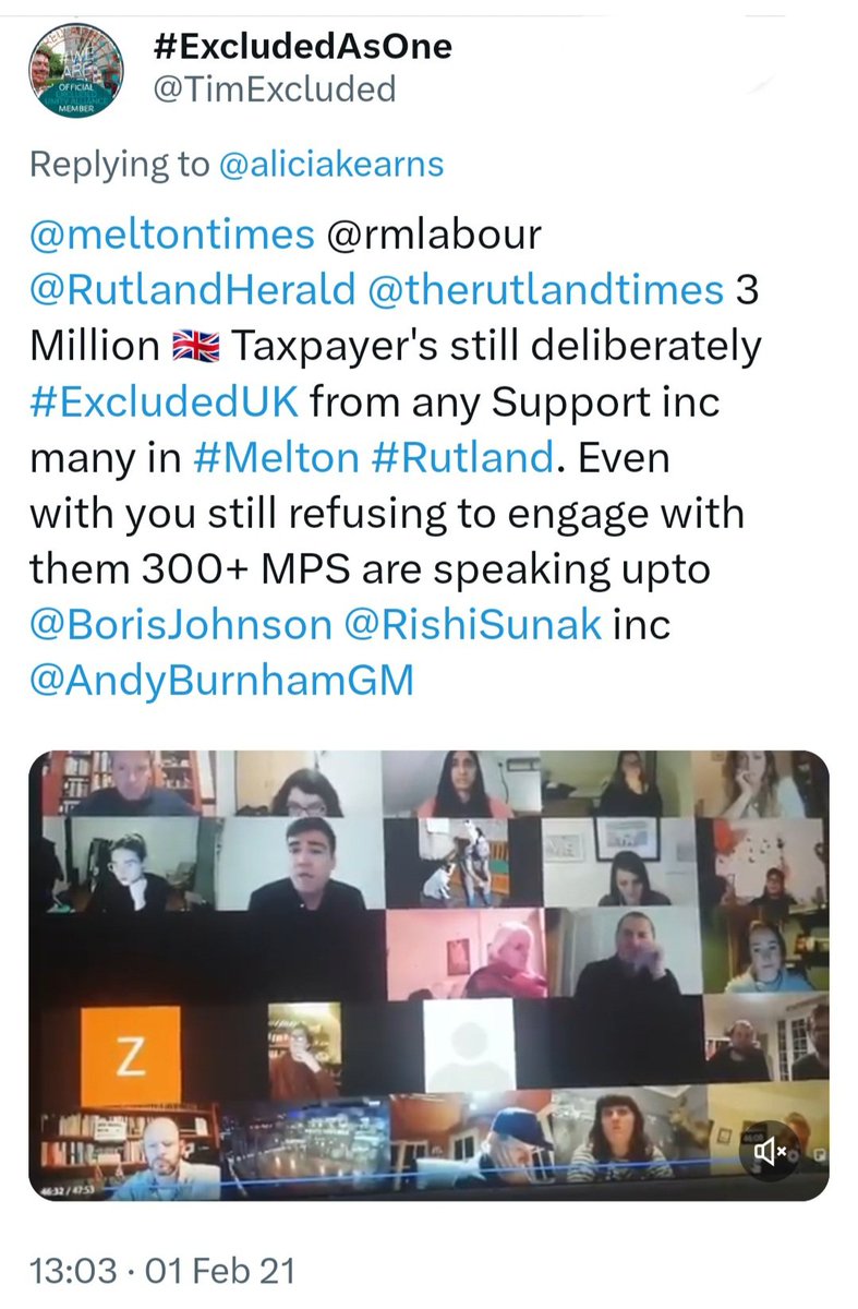 @aliciakearns @carolvorders You have some nerve Alicia. As yourself and @BBradley_Mans have never been concerned about your #ExcludedUK losing their jobs, livelihoods and lives Ever since March 2020, you have ignored all my calls to help them in #Melton #Rutland #Mansfield so do one twitter.com/Sacha_Lord/sta…