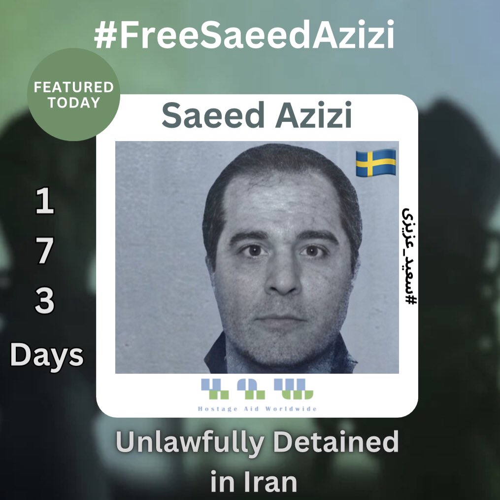 🇸🇪 Dual national Saeed Azizi is serving a 5yr sentence in #Iran for allegedly conspiring & colluding to commit a crime. Azizi is but one of several #EU citizens held as part of Tehran's hostage diplomacy policy. @SwedishPM @TobiasBillstrom, when will you Act to #FreeSaeedAzizi &…