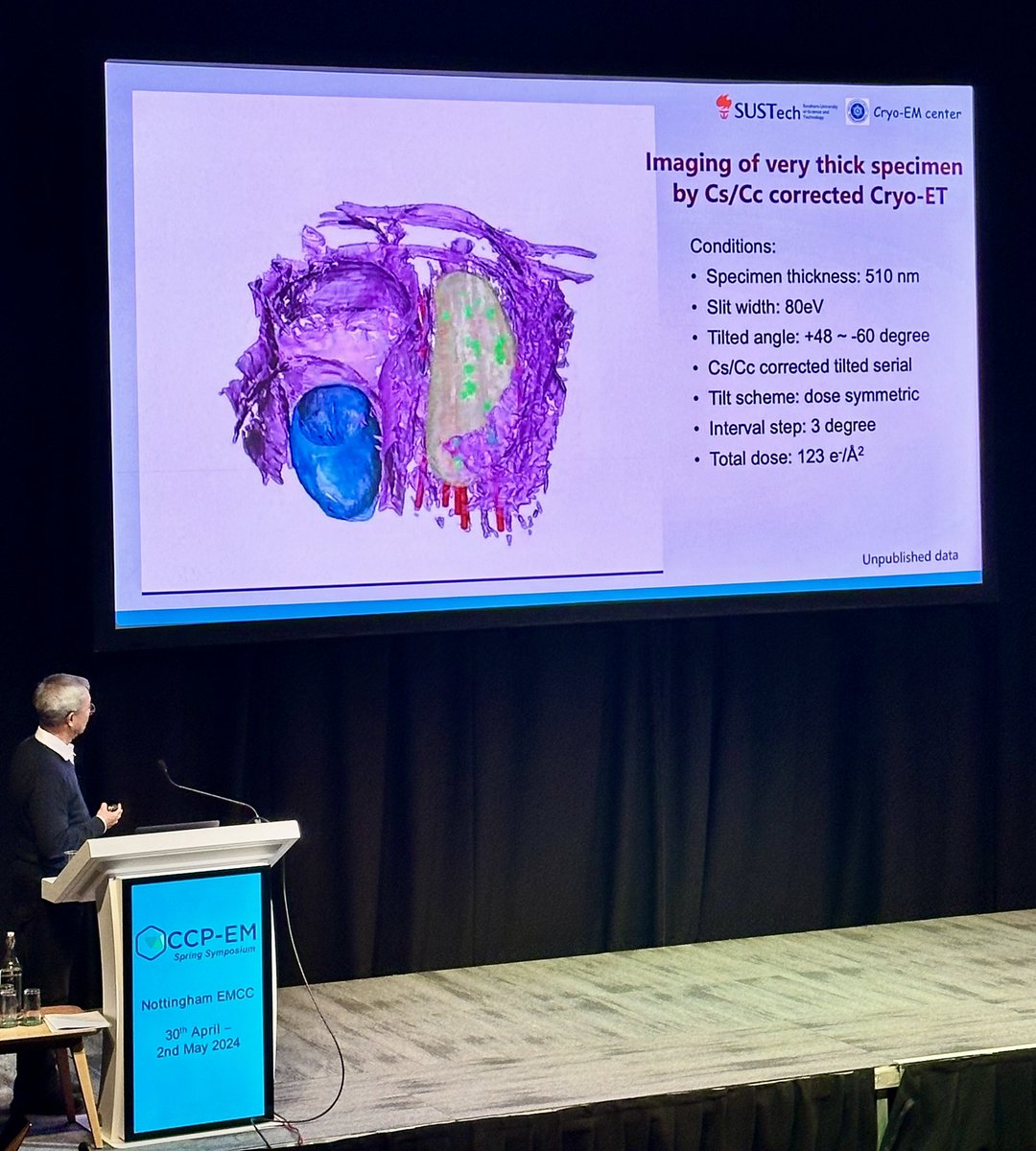RealSagarBatra's tweet photo. Concluding the CCP-EM conference on a high note, Dr Chris Russo discusses capabilities of 100KeV microscopes followed by Dr. Peiyi Wang discusses improvements by CC and CS correctors, setting new standards! 
Such compelling talks are not less than a motivation ✨🔬

@ccp_em https://t.co/20iz7KNGgK