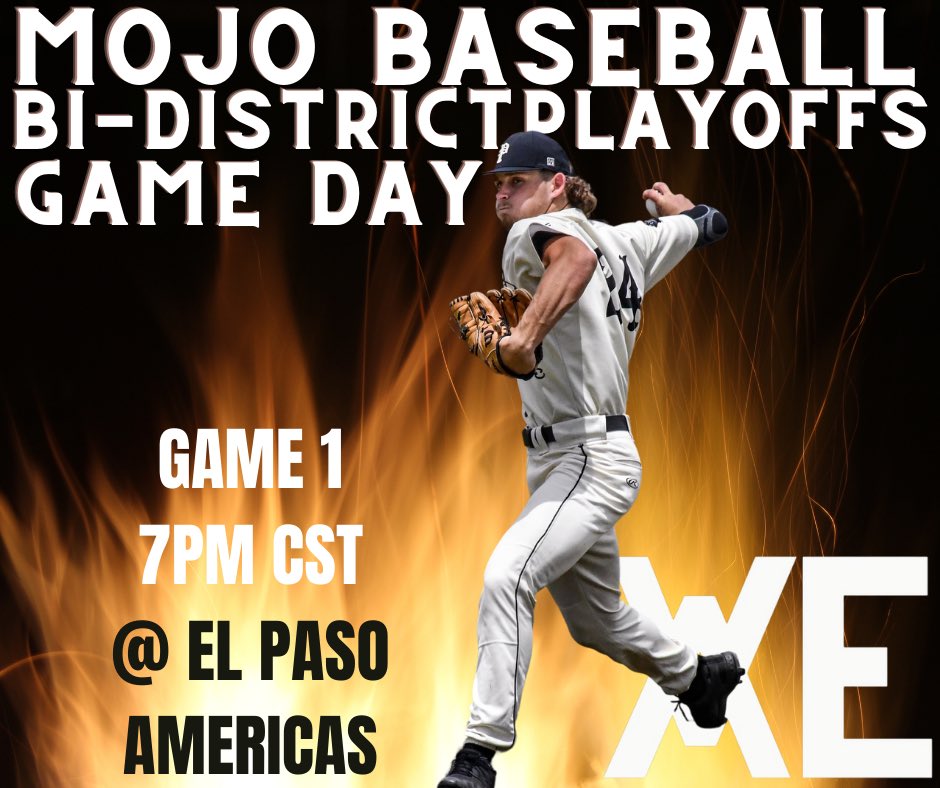 🐾 IT’S GAME DAY 🐾

TEXAS 6-A Bi-District Playoffs
<a href="/MOJO_HARDBALL/">PERMIAN BASEBALL</a> 🆚 El Paso Americas 
Best of 3️⃣ series

⚾️Game 1 TONIGHT
📍EP Americas High School 
⏰7:00 pm CST

LET’S GO MOJO