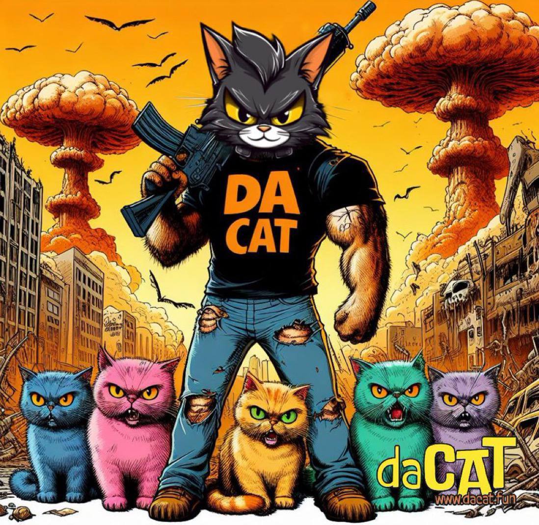 Buy $daCat for sake of all cats 🐱😎😎🐱 don't be a pussy be a @daCat_token hodler 🐱🐱 🚀🚀 cat's are goin to rule memes 🚀🚀 
#memecoins #daCat #MemeCoinSeason2024 #MemeCoinSeason #doge #btc #Ethereum #floki #boomer #catcoin