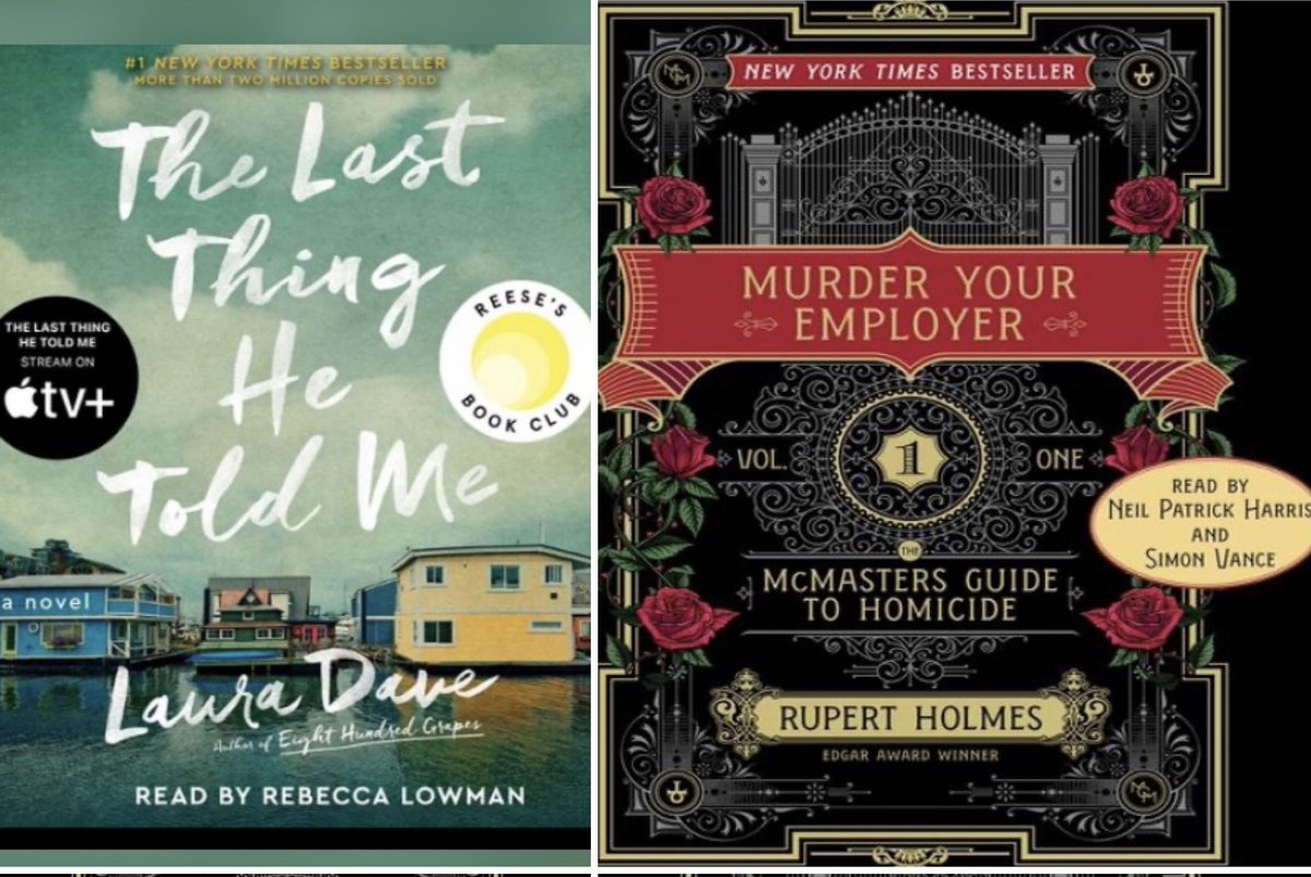 Listening to The Last Thing He Told Me by Laura Dave & it was eerily familiar, because I HAD READ IT BEFORE. Unsure if I should continue since I couldn't remember whodunit, but then Murder Your Employer showed up on @LibbyApp. It's by Rupert Holmes*and is SO GOOD! *Pina Colada