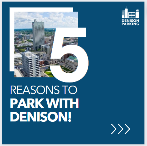 There are more than 5 reasons to #ParkWithDenison, but we’ve narrowed it down for you! Convenient payment options, convenient locations, #SustainableTransportation, flexible parking options, and unbeatable customer service. Questions? Contact us: bit.ly/3warUmd 🚙🅿️