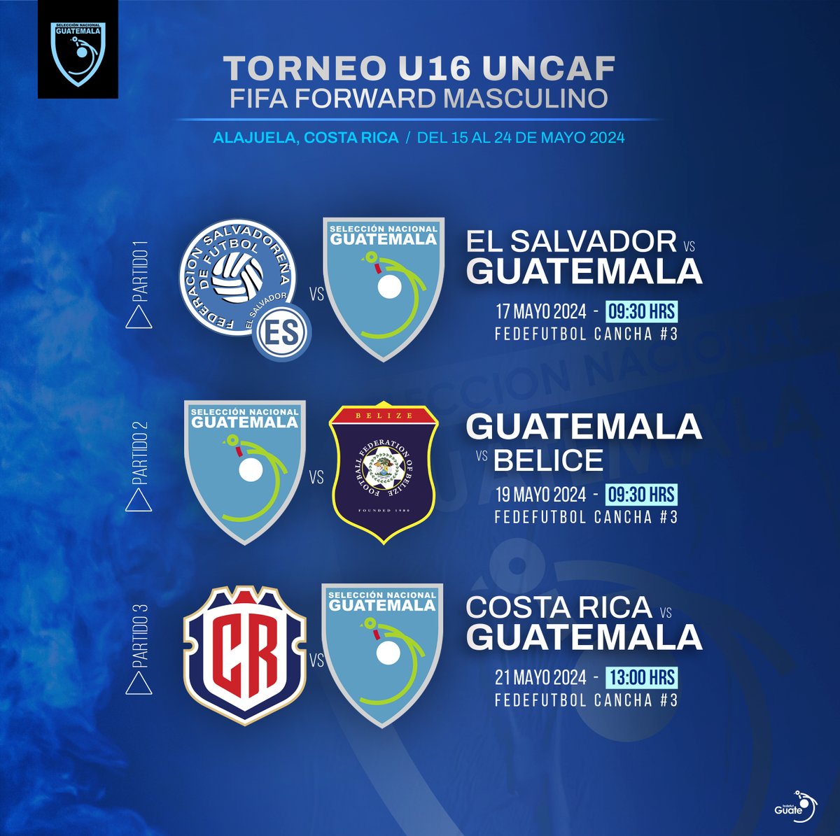 GUATEMALA SE PREPARA PARA EL TORNEO SUB 16 UNCAF-FIFA FORWARD, COSTA RICA 2024. 🗒️ fedefutguate.gt/2024/05/03/gua… #VamosGuate #ModoSelección 💙🇬🇹💪⚽️