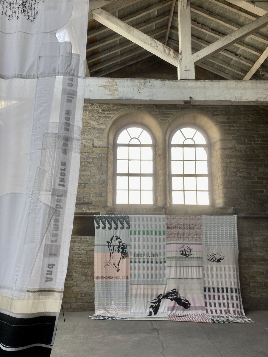 There's so much going on in the mill & around the village this weekend - the Saltaire Arts Trail starts tomorrow! Take a look at @SaltaireArt for details of all events, including this work by Hannah Lamb, Hannah Robson & Alison Welsh - part of 'Lost Mills and Ghost Mansions'.