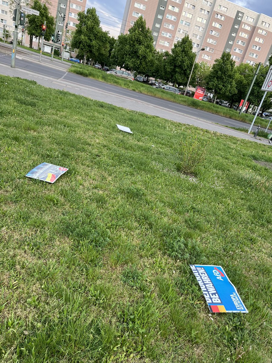 Für die drei abgerissenen und zerstörten AfD-Wahlplakate haben wir heute zwanzig neue angebracht 💥 

#NurNochAfD