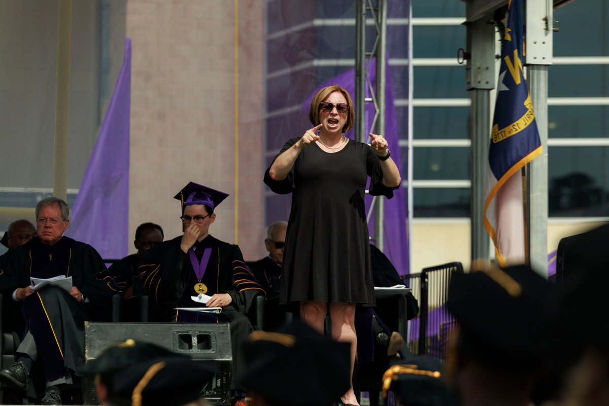 #ECUAccessibility is on full display in front of 20,000 people. 👏 Disability Support Services and #ECU's Office of the ADA Coordinator collaborated closely to provide commencement #accommodations for #ECUGrads, families, and guests. 💜