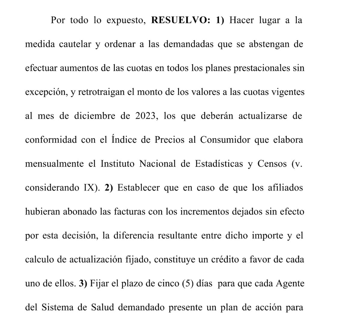 #Prepagas El titular del Juzgado Civil y Comercial Federal Nº3, Juan Rafael Stinco, decretó una medida cautelar que: 👉le ordena a las empresas de medicina prepaga a retrotaer sus precios a diciembre y efectuar los incrementos con el Indice de Precios al Consumidor que…