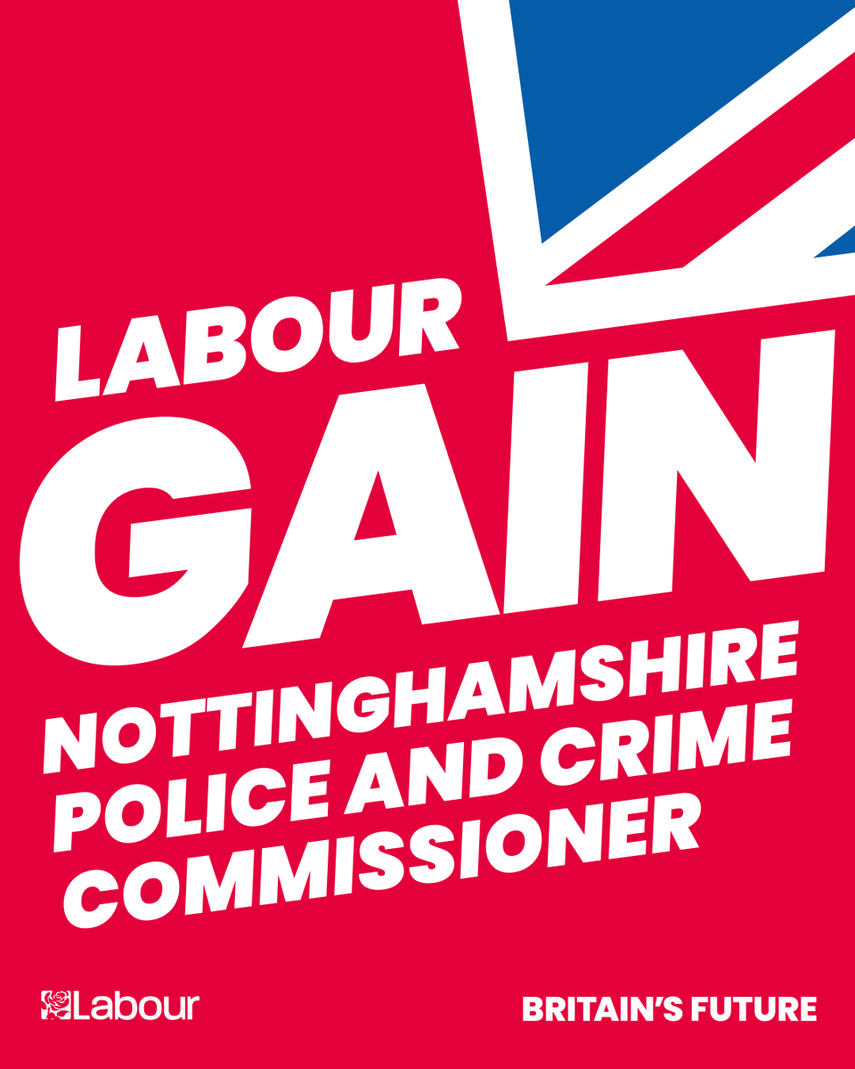 Labour GAIN Nottinghamshire Police and Crime Commissioner from the Conservatives - congratulations to @gary_godden 🌹