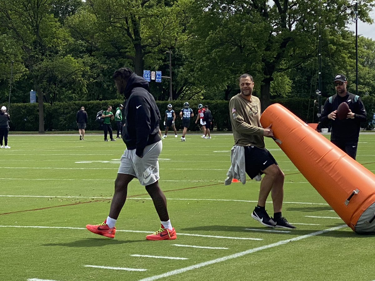 AJ Brown is here watching the receivers at rookie camp.