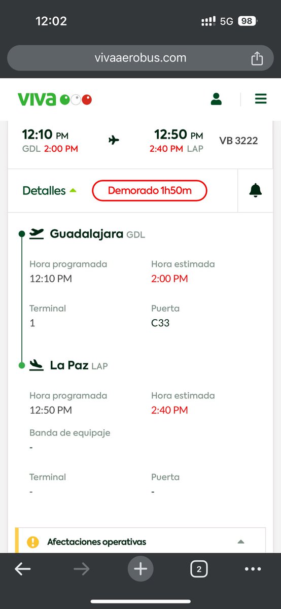 Primero mandan una notificación que tenemos que llegar con mucho más tiempo de lo normal, por qué hay mucha gente. Y ahora salen que el vuelo viene atrasado casi 2hrs… ya ni la chingan @VivaAerobus