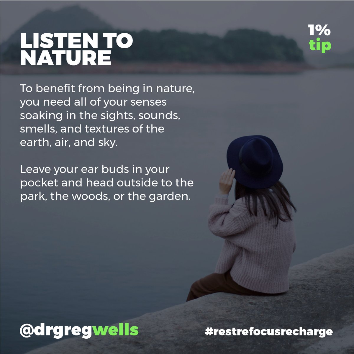 Rest Refocus Recharge Tactic: Listen to Nature

Have questions about how to recover better? Ask Dr Greg’s GPT: bit.ly/DrGregsGPT.

#restrefocusrecharge #therippleeffect #sharpenyouredge #mentalhealth #breathe #wellness #mindset #brain #creativity #mindful #meditation