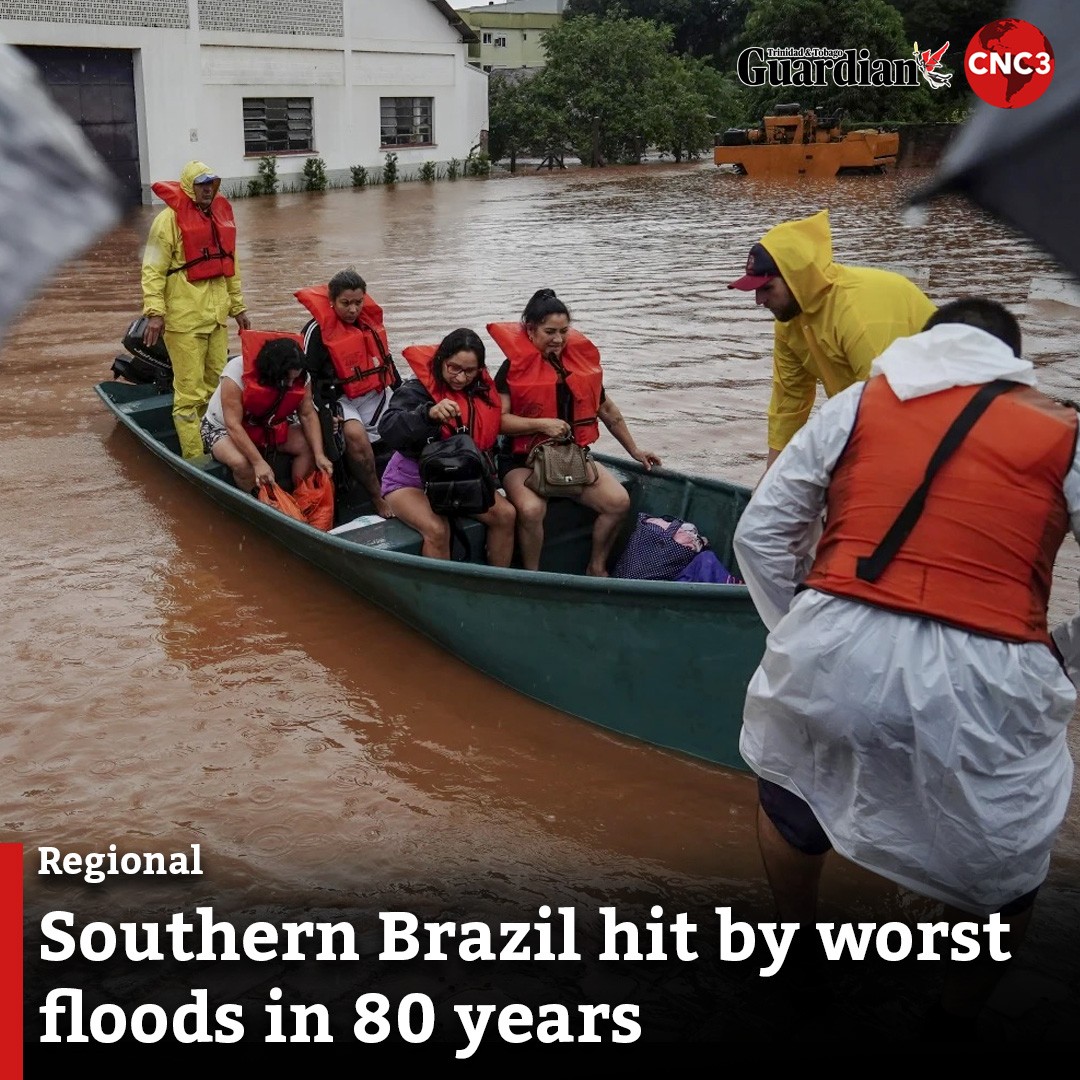 Heavy rains in the southern Brazilian state of Rio Grande do Sul killed 37 people, with another 74 still missing, the state civil defense agency said Friday, as record-breaking floods devastated cities and forced thousands to leave their homes. For more… cnc3.co.tt/southern-brazi…