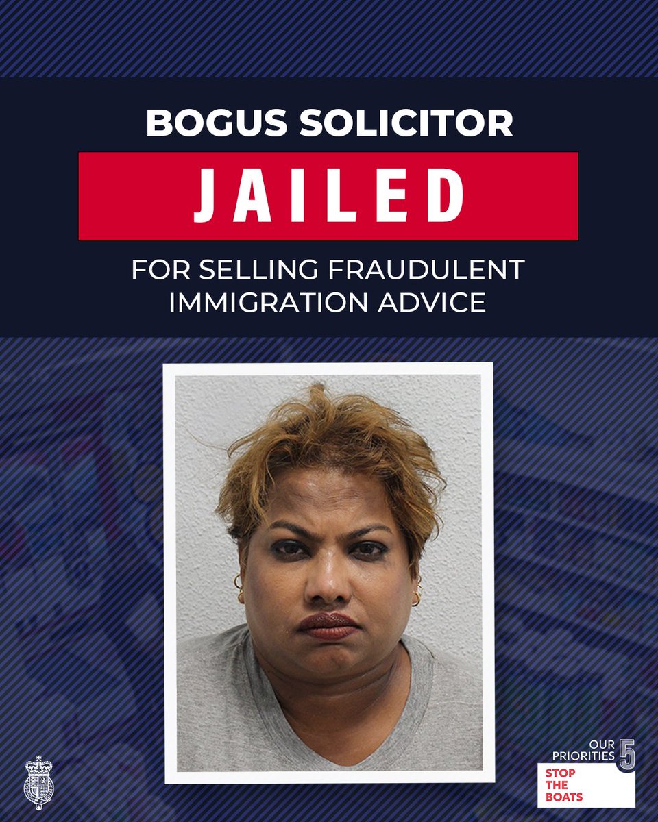 A bogus immigration lawyer has been jailed for seven-and-a-half years and had £700,000 of her assets seized.

Flora Mendes conned 19 victims into paying for fraudulent immigration applications with no chance of succeeding.

If you break the rules, you will face justice.