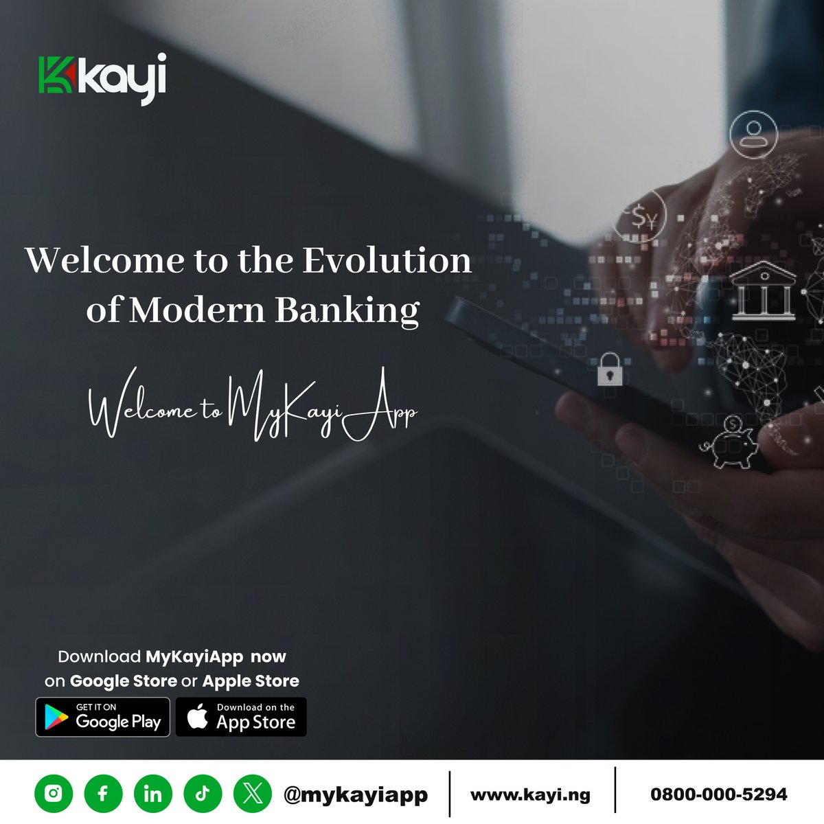 Redefine banking innovation with Kayiapp! Embrace a groundbreaking era in finance by downloading Kayiapp from the Google Play Store and Apple App Store today.

#MyKayiApp #NowLive #Kayiway #DownloadNow #Bankingwithoutlimits #downloadmykayiapp