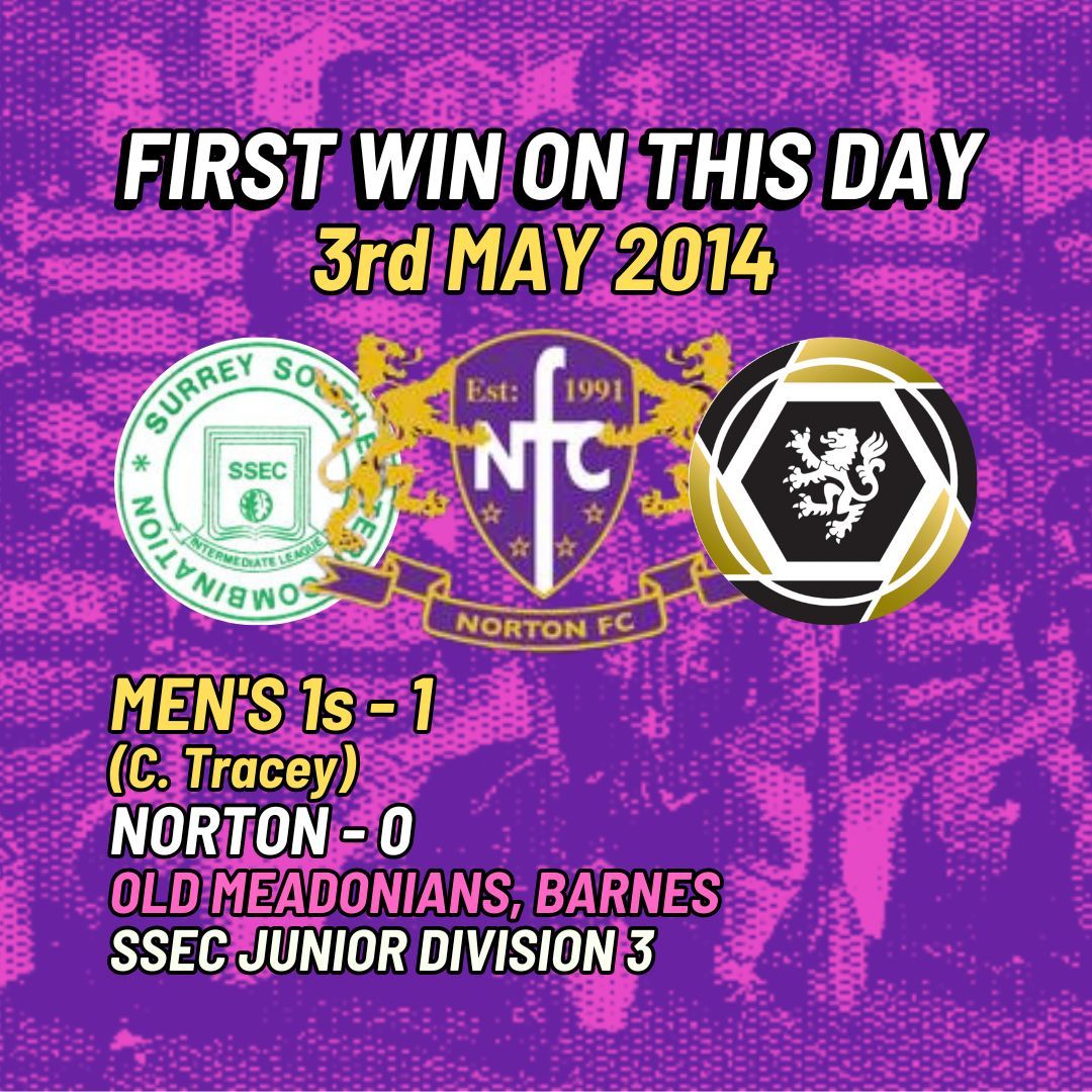 Our First Win on 3rd May:

2014
🏆 1-0 v Norton (SSEC Junior Division 3)
⚽ Scorer: C. Tracey
📌 Old Meadonians, Barnes

#WFC #Wanderers #TheWorldsClub #Dulwich #TulseHill #FirstWin