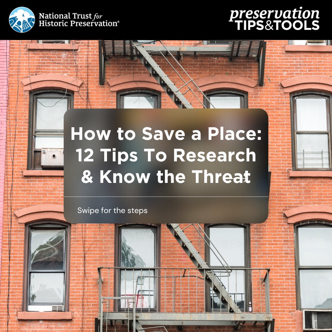 Continuing w/ our special toolkit series on how to save a place, today we're focusing on the first steps towards actually saving the historic place that matters to you. These 12 tips will help you develop a strong foundation for your preservation efforts: ow.ly/ziix50RotC6