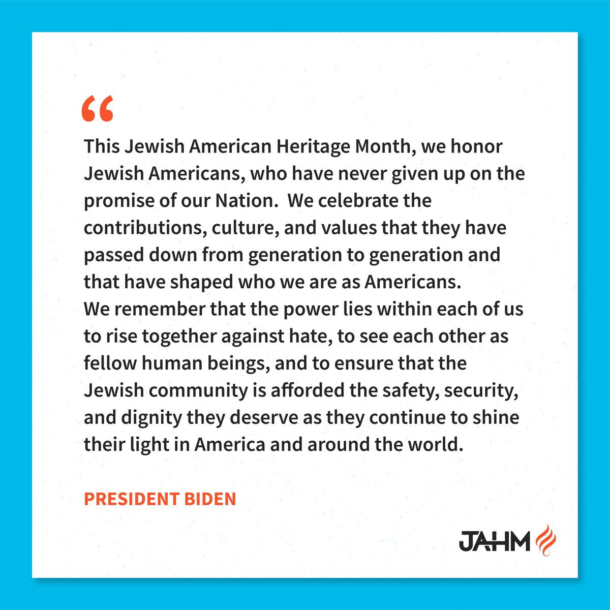 🕊️ Celebrating resilience and unity—this #JewishAmericanHeritageMonth, let’s honor the rich heritage and collective strength of Jewish Americans. Together, we rise against hate and shine a light on #OurSharedHeritage 📜 President Biden, excerpt from 2024 JAHM proclamation