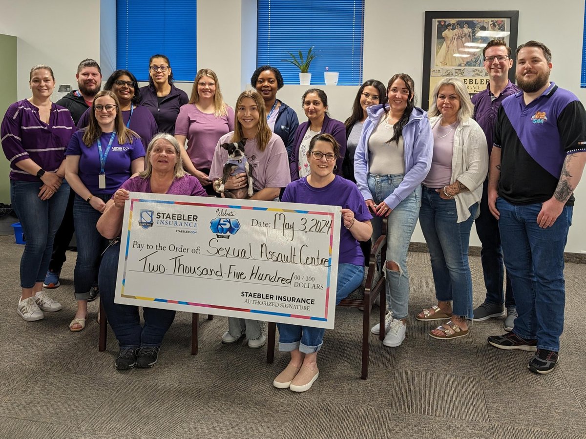 Staebler is so incredibly proud to share our support for the @SASCWR. On Wear Purple Day, our team showed out by wearing purple to raise awareness and give back to an organization that provides critical support to many in our shared community. 💜💙
