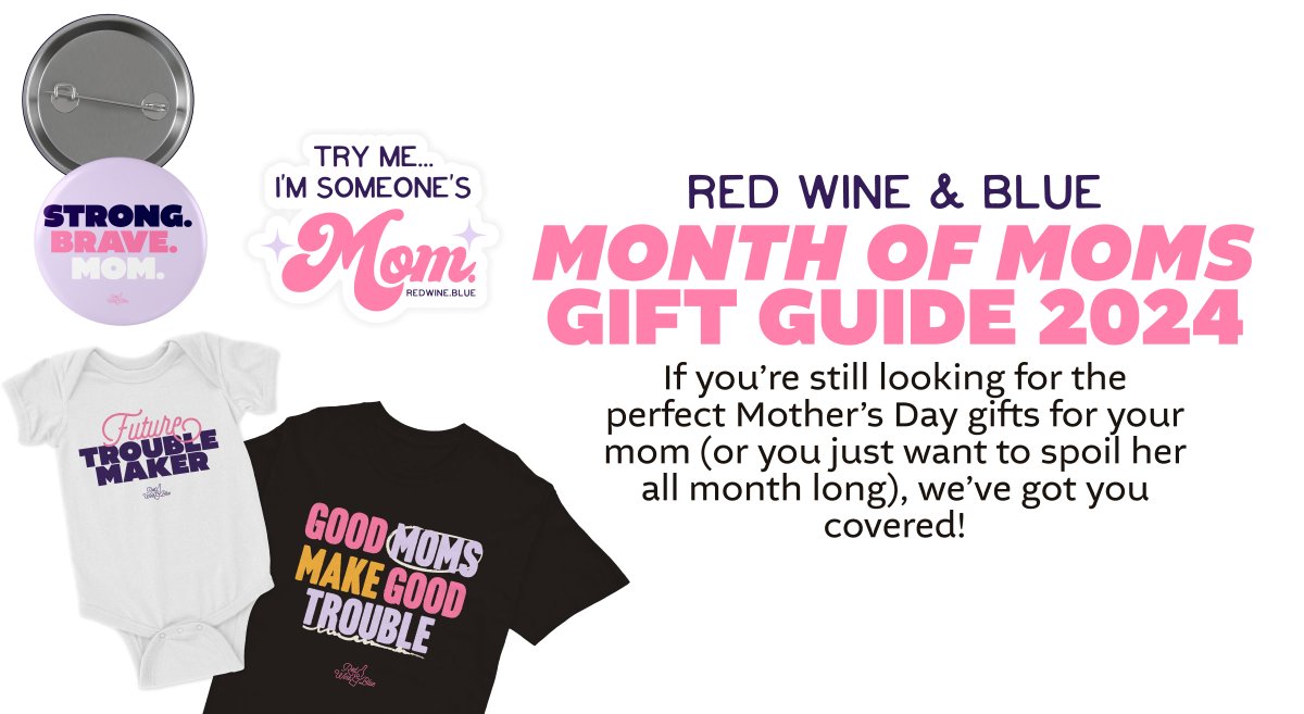 It's May and we're 🎉 celebrating 🎉 the Month of Moms with a rollout of adorable new merch! 👀 If you're still looking for gifts for 𝘢𝘯𝘺 mom in your life, check out our new shirts, totes, and more! Order soon in time for Mother's Day! Shop now: go.redwine.blue/MOM_x