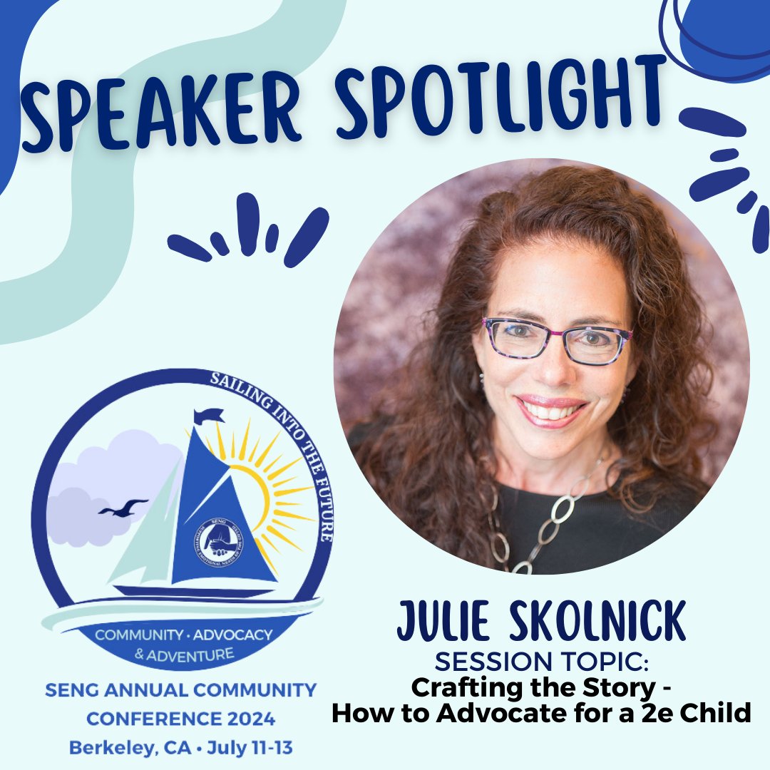SPEAKER SPOTLIGHT! Join Julie Skolnick for an exciting and informative session at the 2024 SENG Annual Community Conference this July in Berkeley, CA! Learn more and register here: sengifted.org/sengannualconf…
