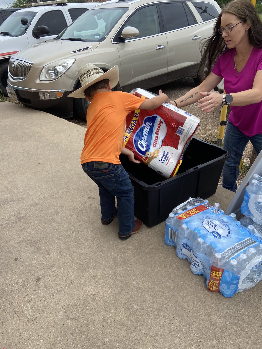 My community got hit with a tornado.
I want to teach my son the value of hard work, and the value of being a good person and taking care of people. We take care of our own.
He also loves animals. He wanted to give the doggies a play toy for them as well as food. #TexasStrong