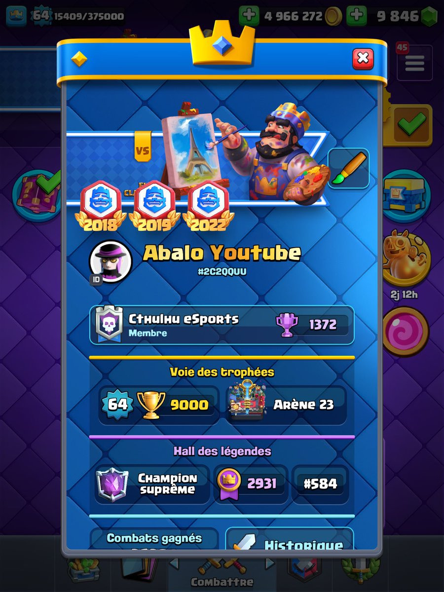 Après un gros tilt allant à 2200 trophées je suis enfin remonté 🤪🤪 

Selon vous le top 1000 est assuré ? 😎