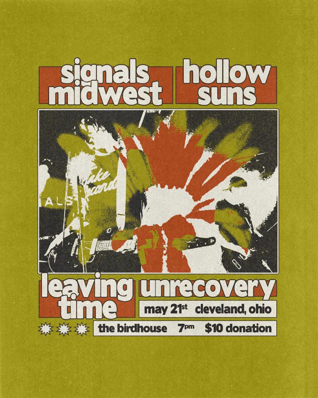 leavingtimeband's tweet photo. 5/19 - Chicago, IL @ Cobra Lounge
5/20 - Toldeo, OH @ The Ottawa Tavern
5/21 - Cleveland, OH @ The Birdhouse
5/24 - Wilkes-Barre, PA @ Guild Hall https://t.co/BMOIQ4BZHg