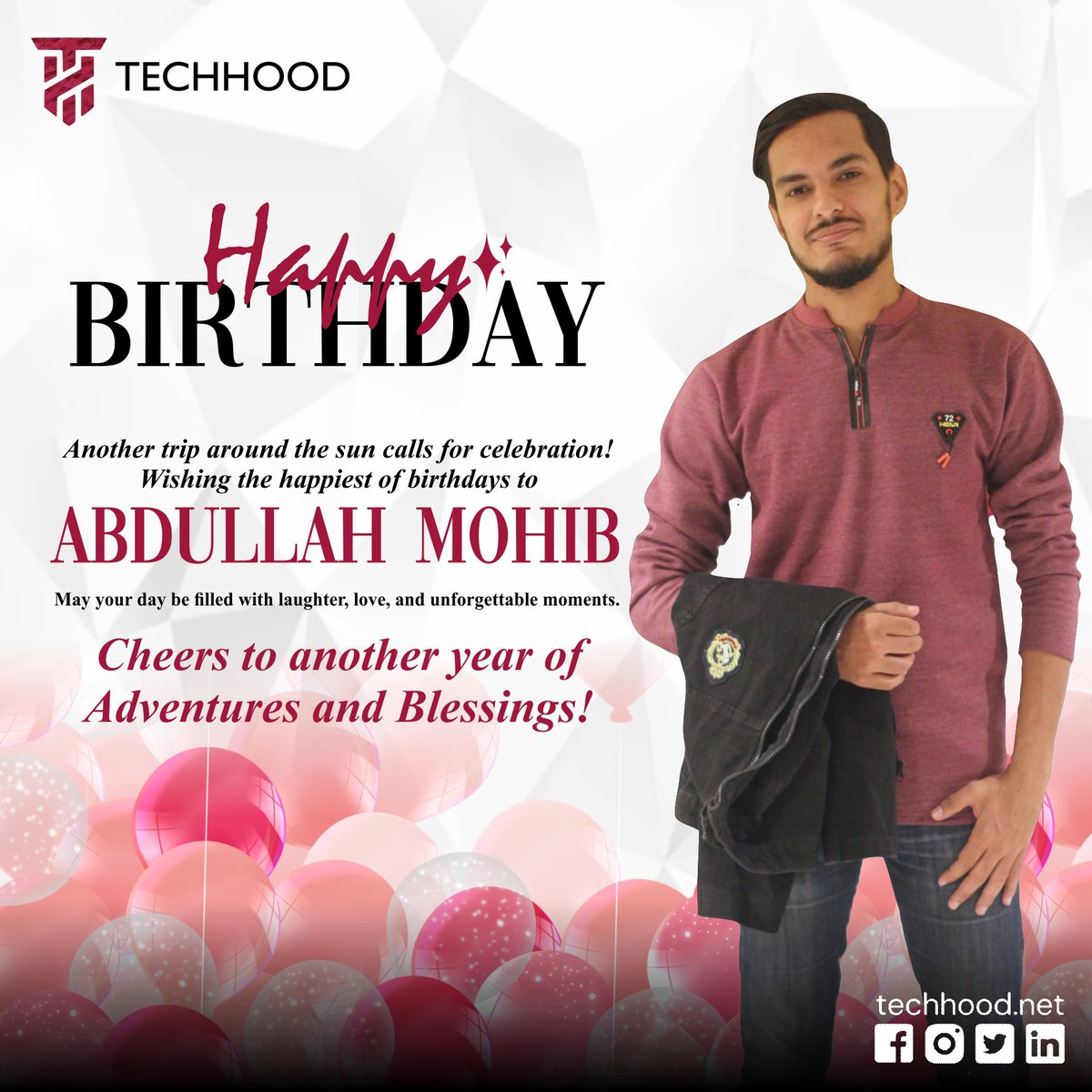 Happy Birthday Abdullah Mohib!🎂 Here's to another year of growth, achievements, and contributions! Join us in sending all the best birthday wishes their way! 🎁🥳

#TeamCelebration #EmployeeAppreciation #BirthdayVibes #OfficeFun #Techhood #Techhoodfamily #SoftwareHouse