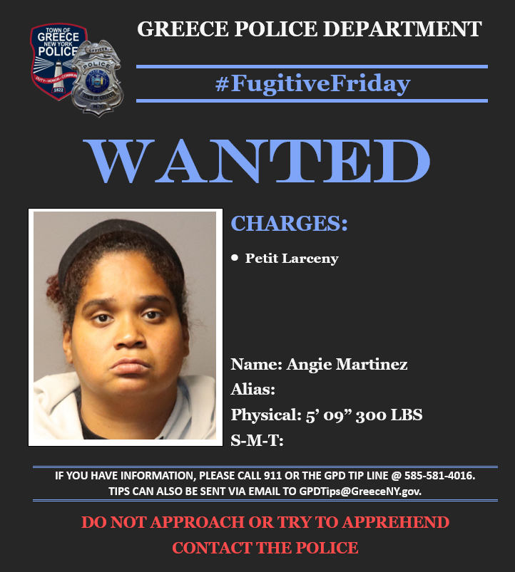 🚨#FUGITIVEFRIDAY🚨

Any info? Call📲the GPD tip line @ 585-581-4016 or 📨email tips to GPDTips@GreeceNY.gov

@ROCHNYCRIMEINFO